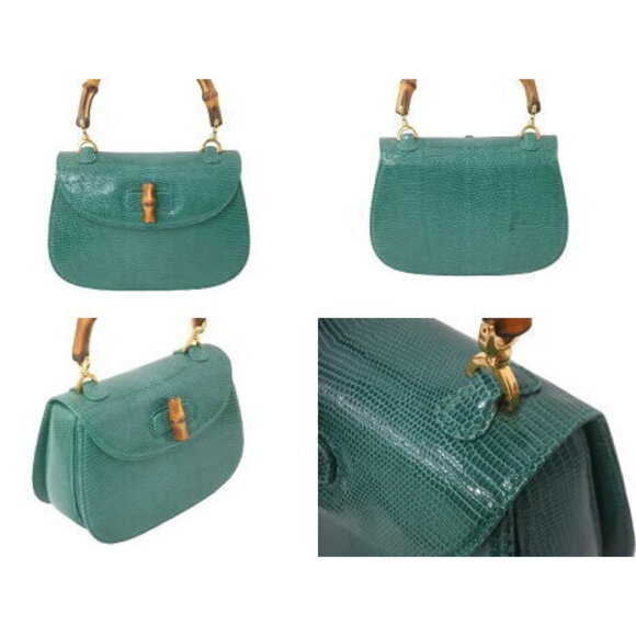 Gucci Handbag Bamboo Lizard Green - Picture 2 of 8